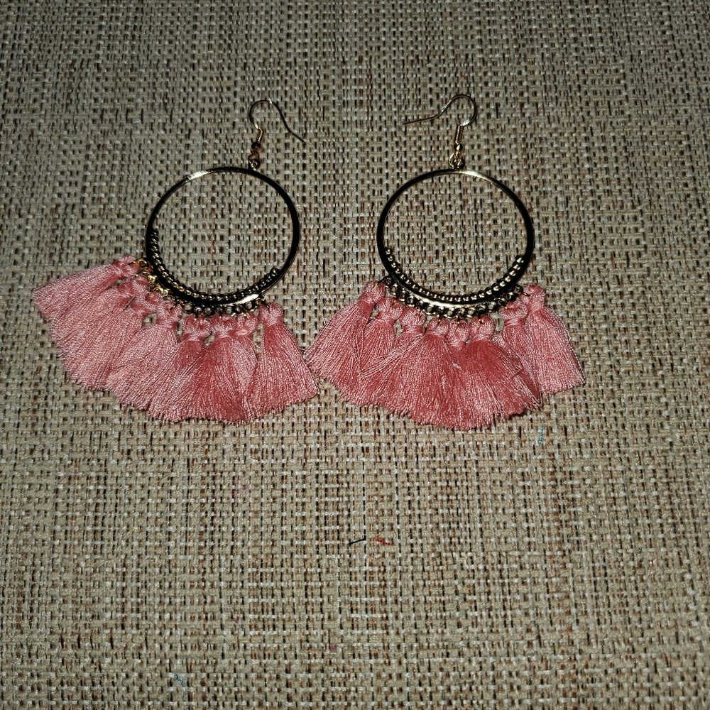 Pink tassel earrings